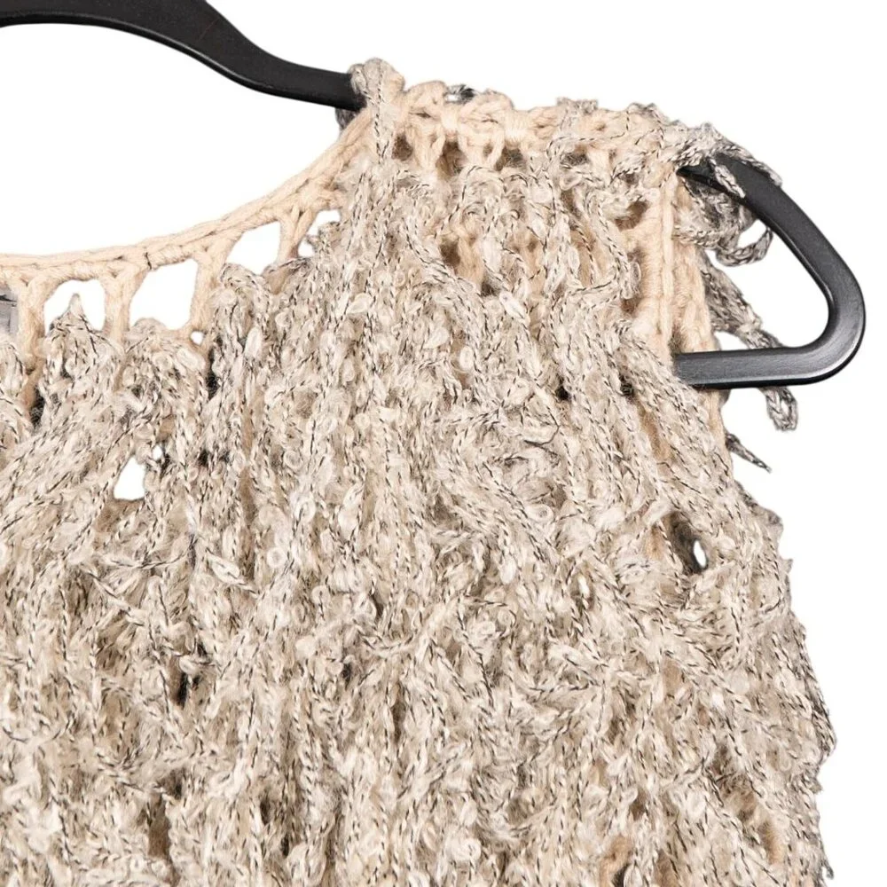 Rain Boho Shaggy Knit Open Vest L NEW Fringed Acrylic Crochet Lagenlook Long - Picture 5 of 6